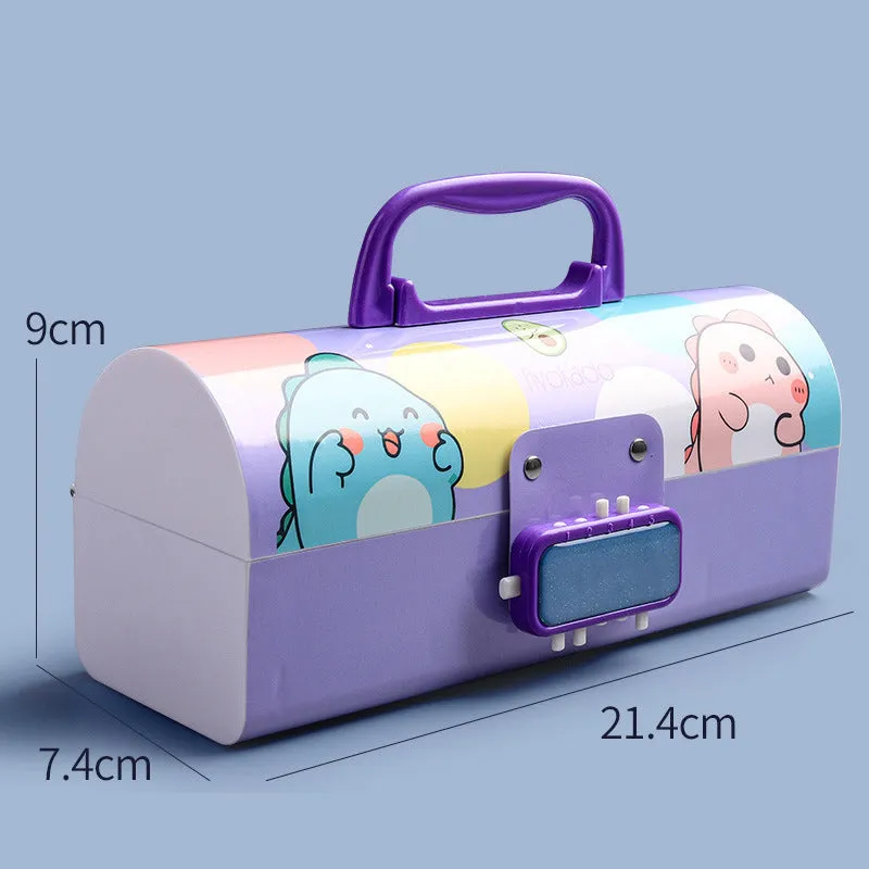 Kids Pen & Pencil Box-Suitcase Style Password Lock Pencil Case