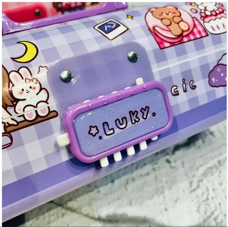 Kids Pen & Pencil Box-Suitcase Style Password Lock Pencil Case