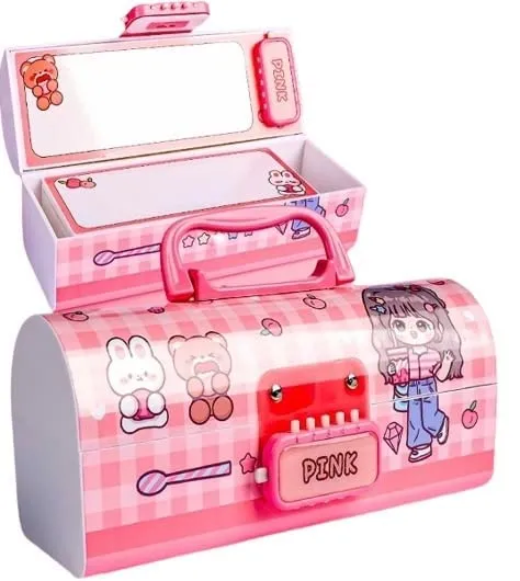 Kids Pen & Pencil Box-Suitcase Style Password Lock Pencil Case