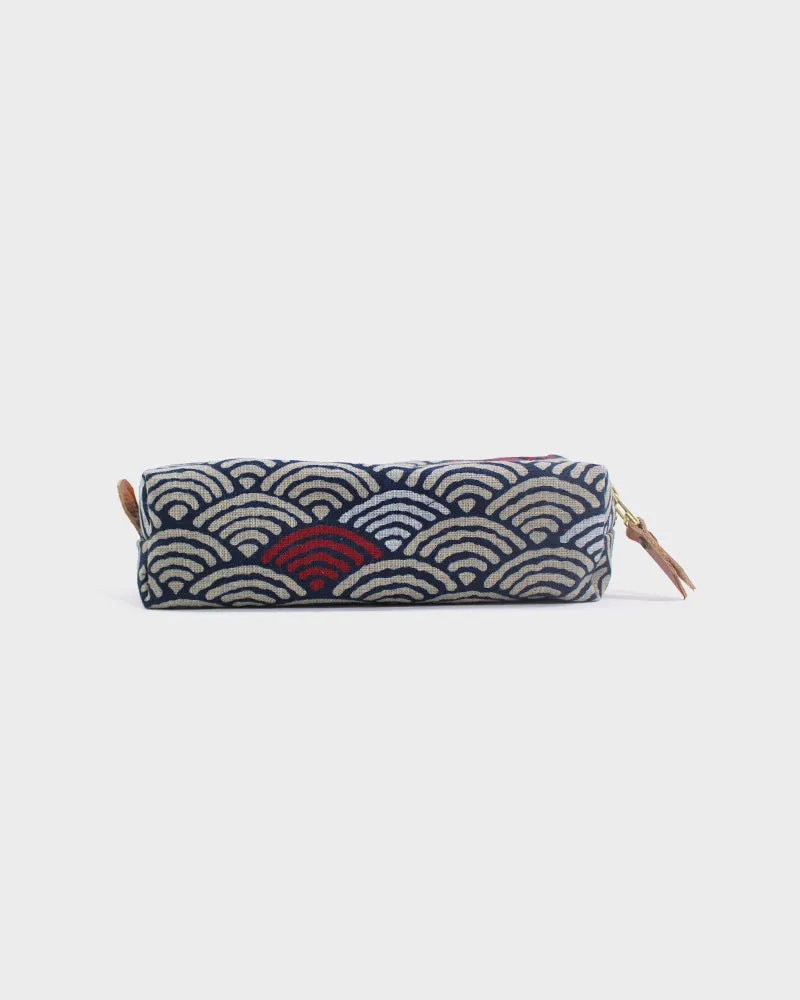 Kiriko Original Pencil Pouch, Large Seigaiha with Red