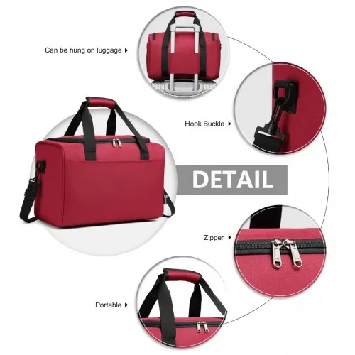 Kono Structured Travel Duffle Bag - Burgundy | Stylish & Functional | Water-Resistant Oxford Cloth