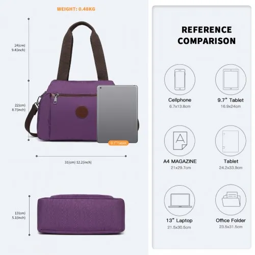 Kono Waterproof Multi-Functional Handbag Cross Body Bag - Purple