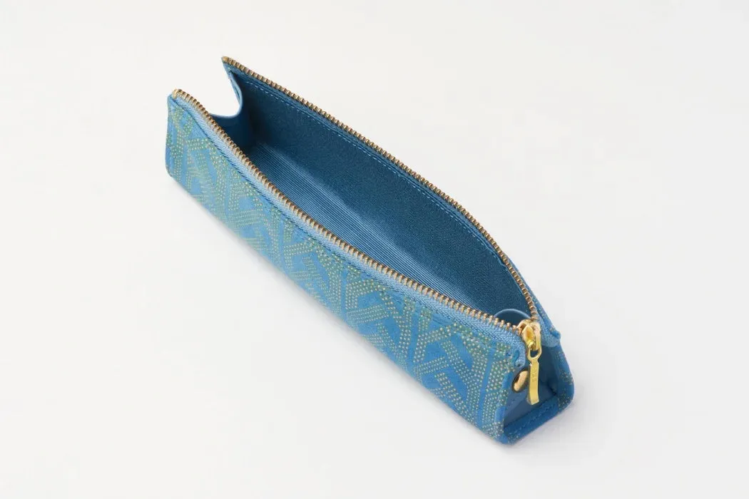 Koshu Inden Japanese Deerskin Leather Pencil Case - Antler / Light Blue - , Made in Japan,  Japanese traditional craft pencil case