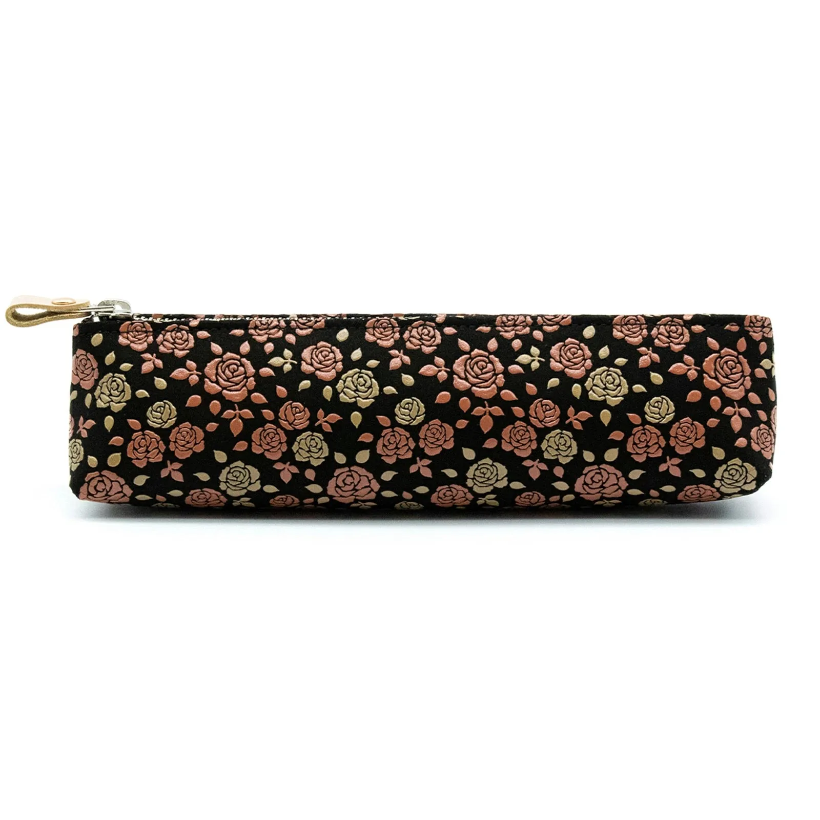 Koshu Inden Japanese Deerskin Leather Pencil Case - Rose / Black - , Made in Japan,  Japanese traditional craft pen case