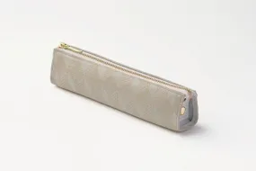 Koshu Inden Japanese Deerskin Leather Pencil Case - Upside down Mt. Fuji / Greenish Gray - , Made in Japan, &nbsp;Japanese traditional craft pencil case