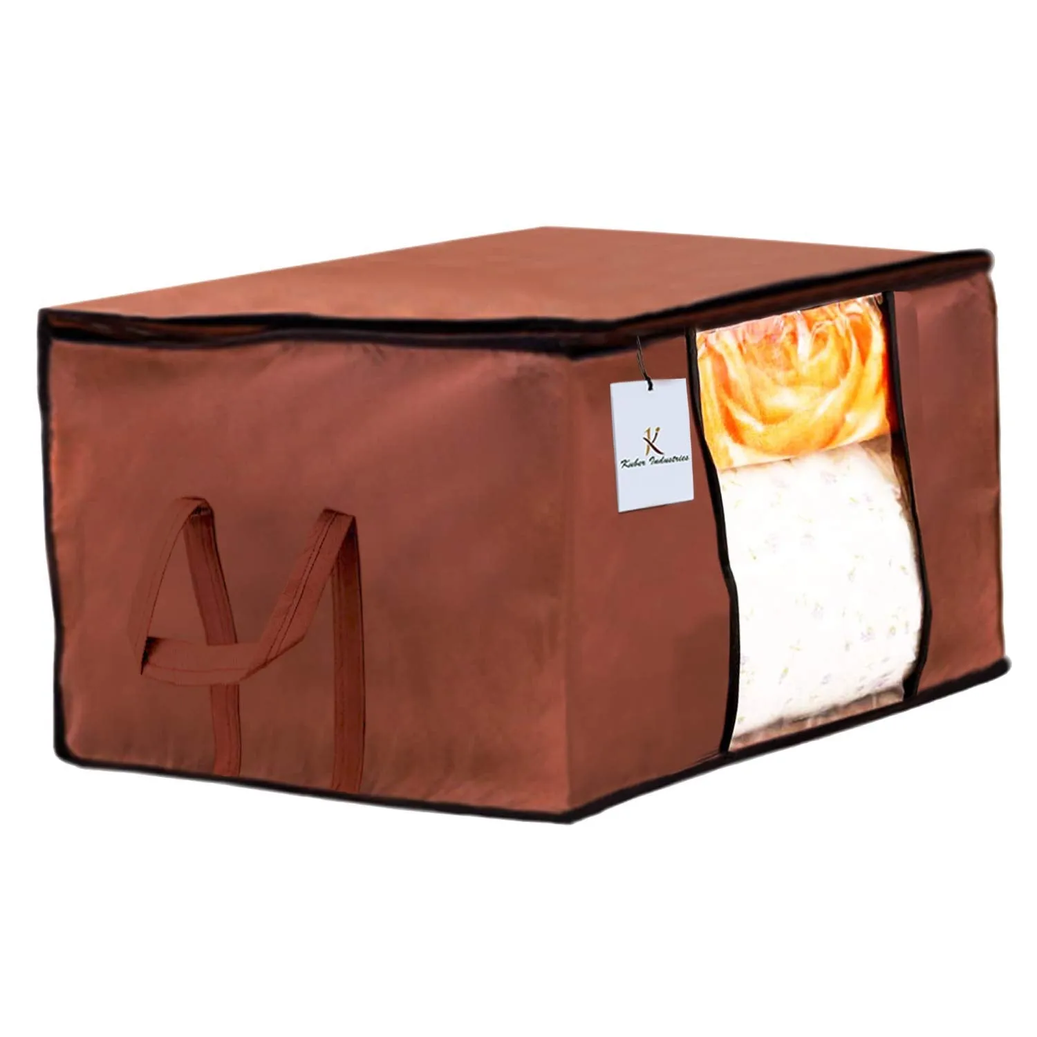 Kuber Industries Non Woven 3 Pieces Saree Cover and 2 Pieces Underbed Storage Bag, Cloth Organizer for Storage, Blanket Cover Combo Set (Brown) -CTKTC38501