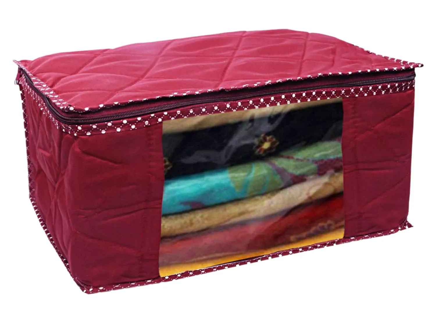 Kuber Industries Parachute Wardrobe Organizer/Cover/Storage Bag For Store Saree, Lehenga, Suit, Dress, Clothes With Transparent Window- Pack of 2 (Maroon)