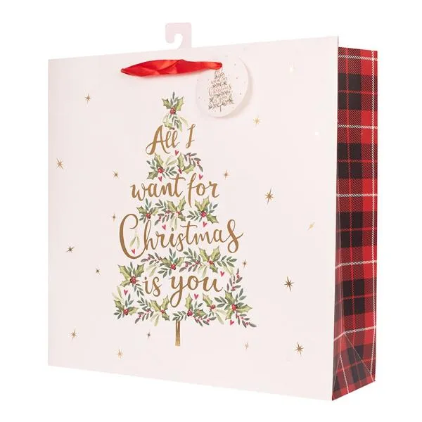 Large All I Want For Christmas Is You Gift Bag - 25cm x 25cm x 10cm