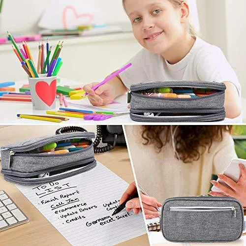 Large Pencil Cases for Kids, Big Capacity Pencil Bag Pouch with 3 Compartments