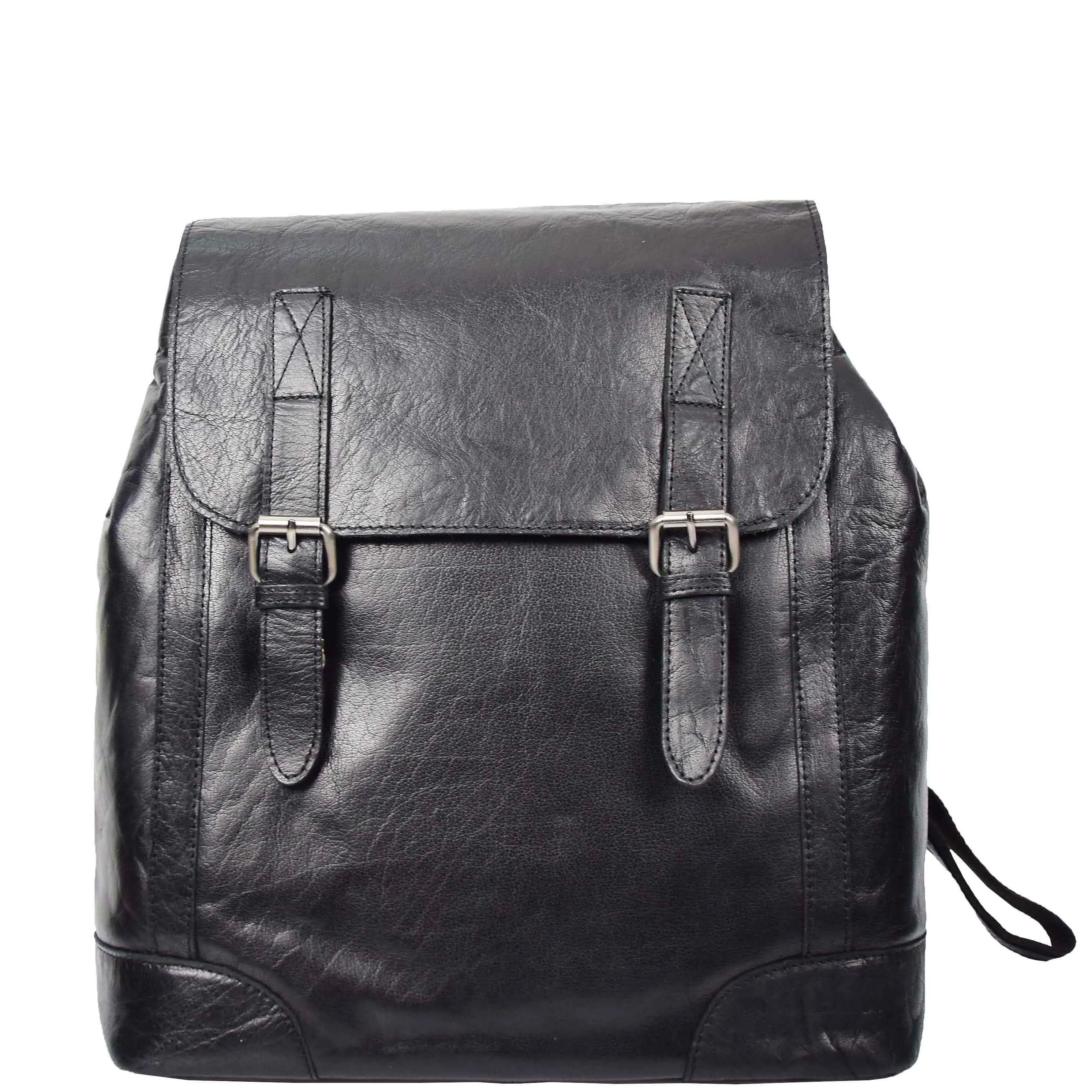 Leather Backpack Rucksack Secure Laptop 15 inch Bag Napoli Black