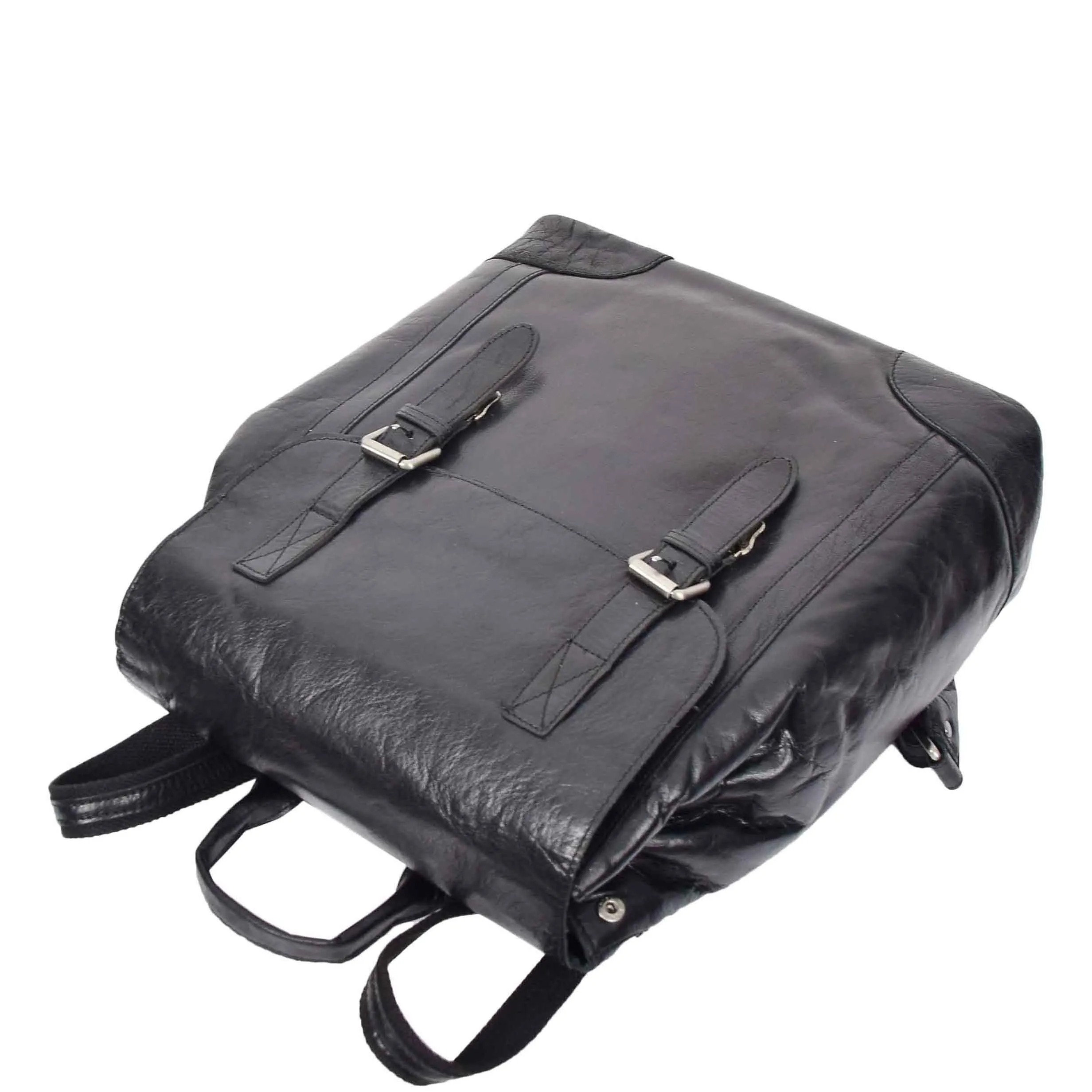 Leather Backpack Rucksack Secure Laptop 15 inch Bag Napoli Black