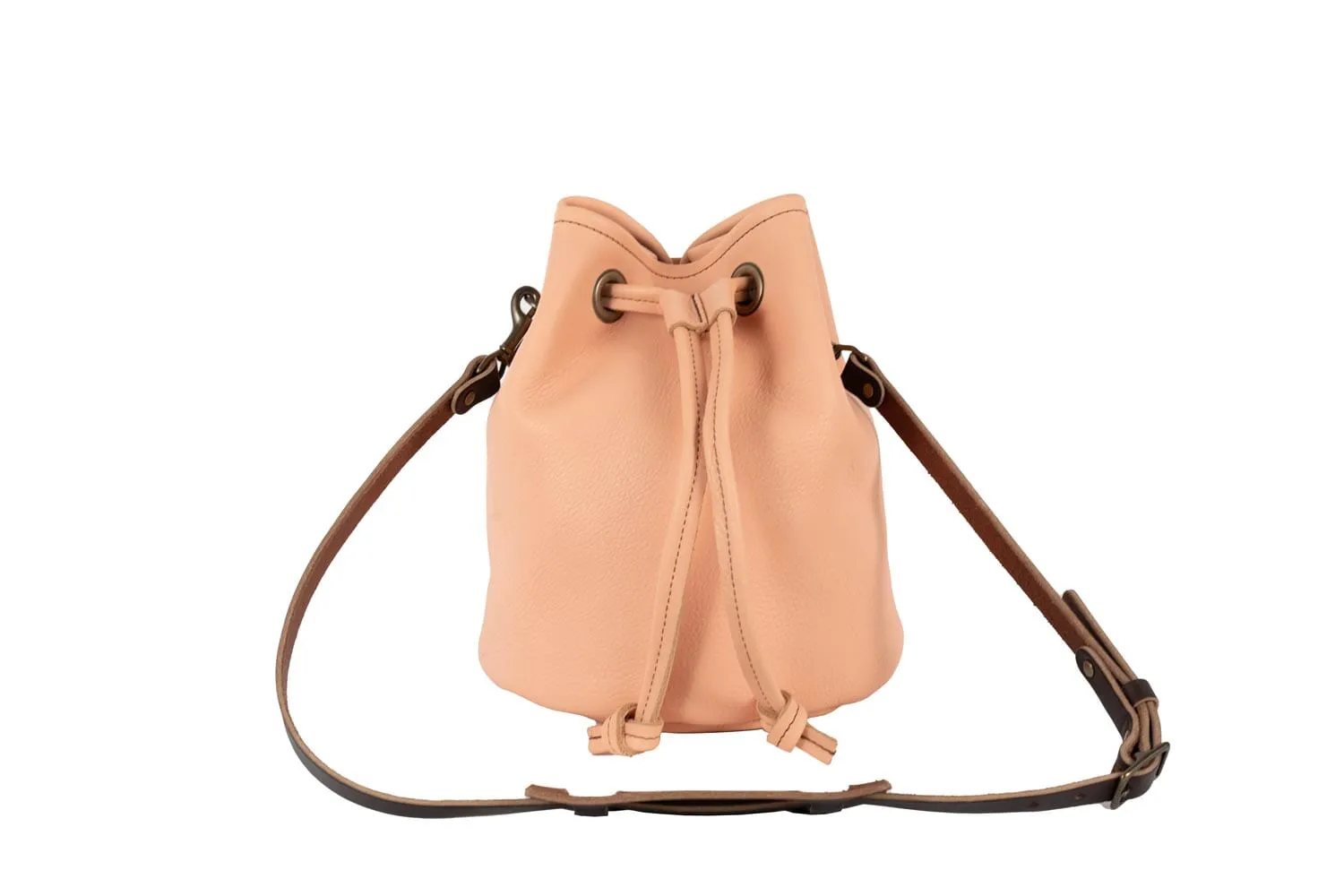 LEATHER BUCKET BAG - LARGE - PEACH FUZZ - IN STOCK