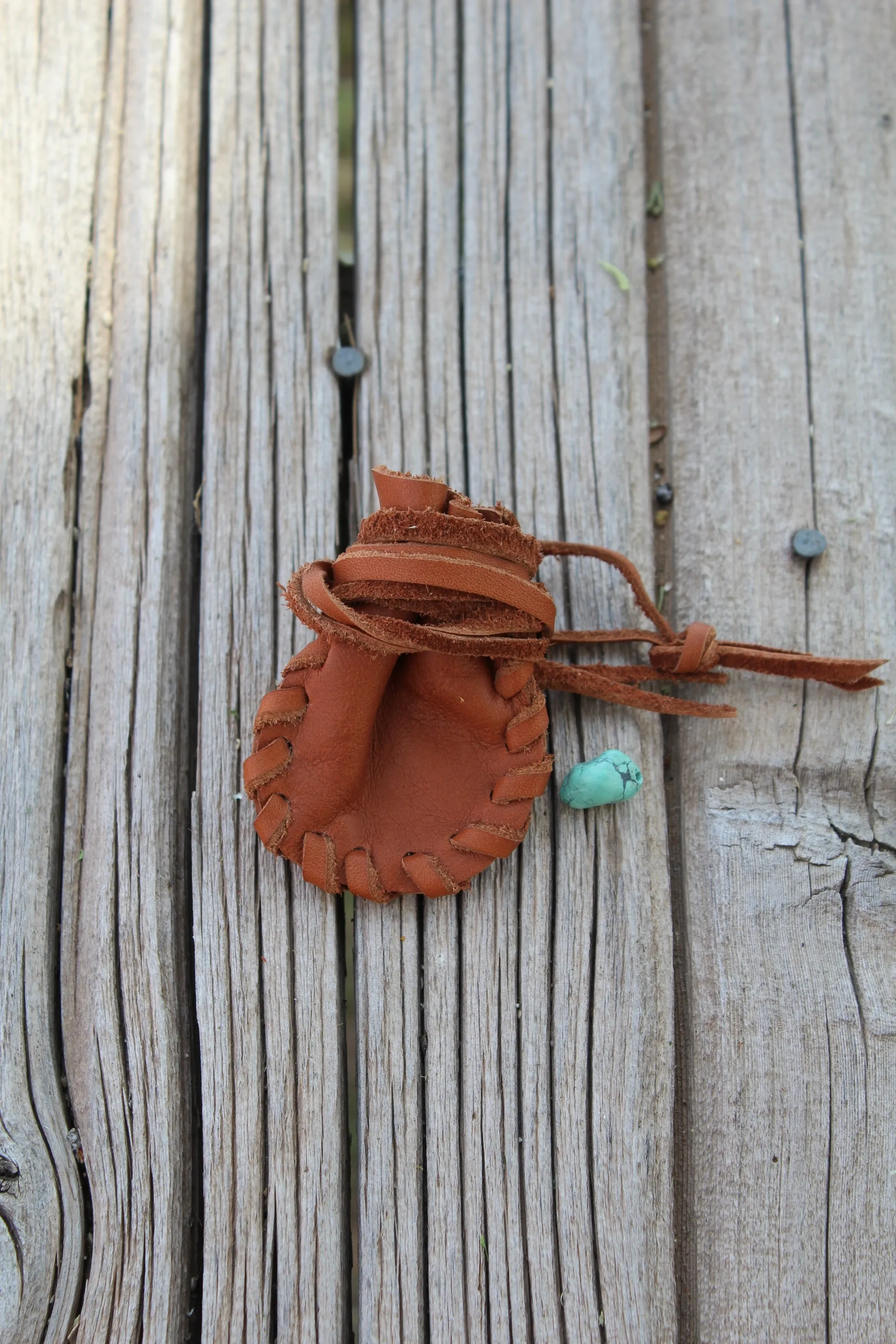 Leather medicine bag, drawstring bag