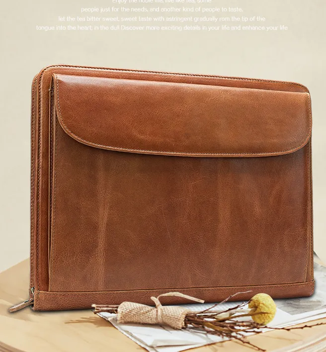 Leather Portfolio iPad Tablet Case Notebook Holder File Organizer Notepad Holder, Business Briefcase, Portfolio Folder for Gift