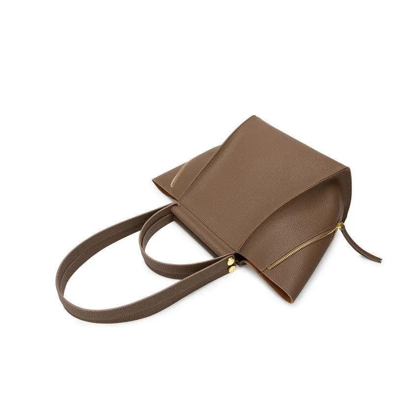 Leather Trapeze Top Handle Bag