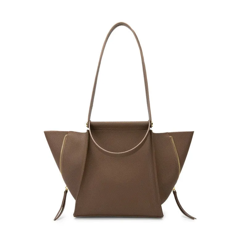 Leather Trapeze Top Handle Bag