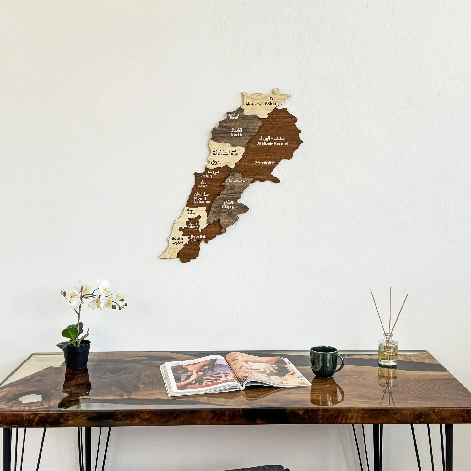 Lebanon Wooden Wall Map, Wood Islamic Wall Art Decor