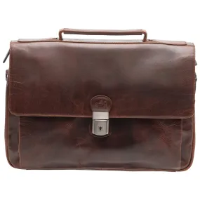 Mancini Leather Triple Compartment Briefcase for 15” Laptop