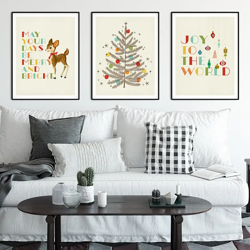 May Your Days Be Merry and Bright Deer Art Poster Print