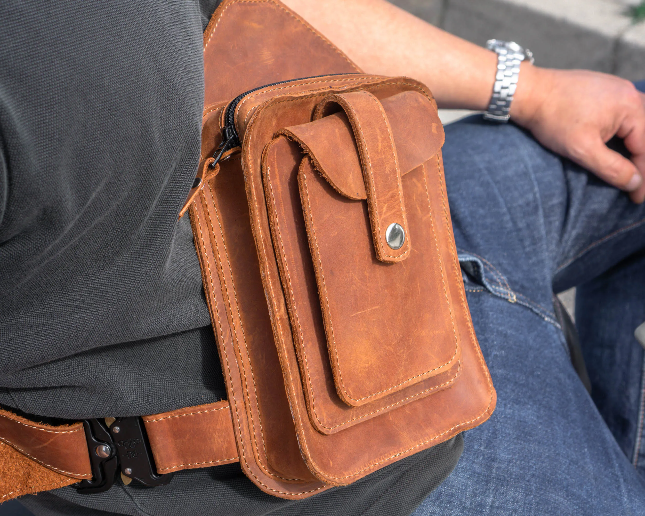 Mens Brown Leather Crossbody Bag | Sling Bags for Men | Handcrafted