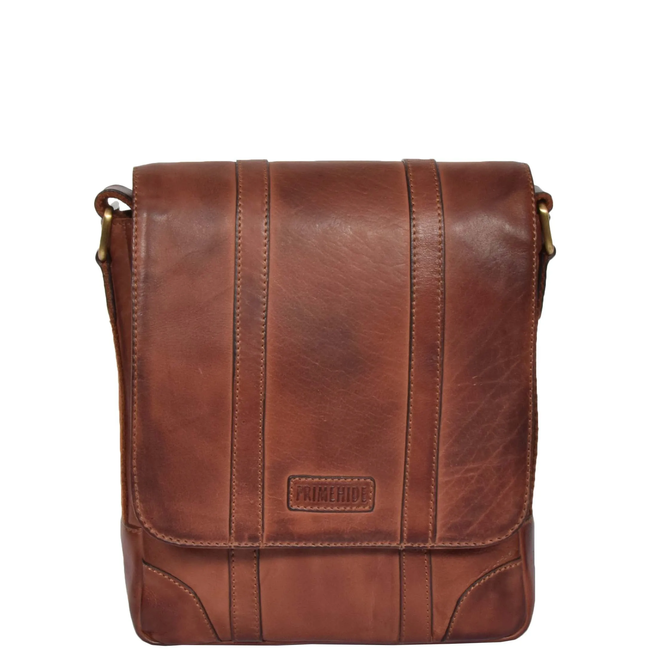 Mens Two Tone Leather Cross Body Bag Russell Tan