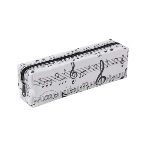 Music Notes Pencil Case, White