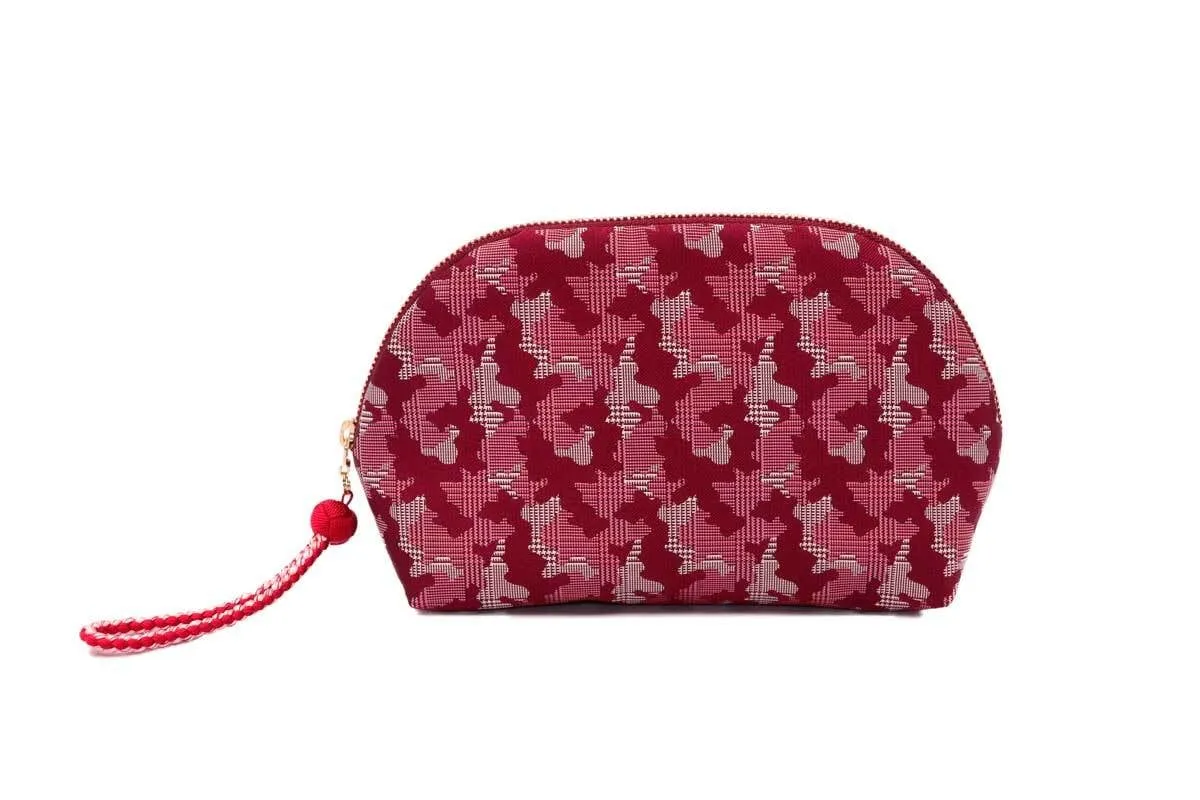 Nishijin-ori Cosmetic Pouch - Red - , Handmade in Kyoto, Japan, Japanese traditional craft pouch, Makeup Pouch, Travel Toiletry Pouch, Stationery Pouch, Bag organizer, Bag in Bag