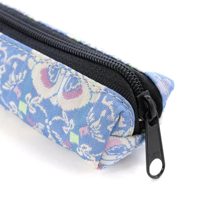 Nishijin-ori Pencil Case - Flowers and Birds / Pale Blue - ,  Made in Kyoto, Japan,  Japanese traditional craft pen case