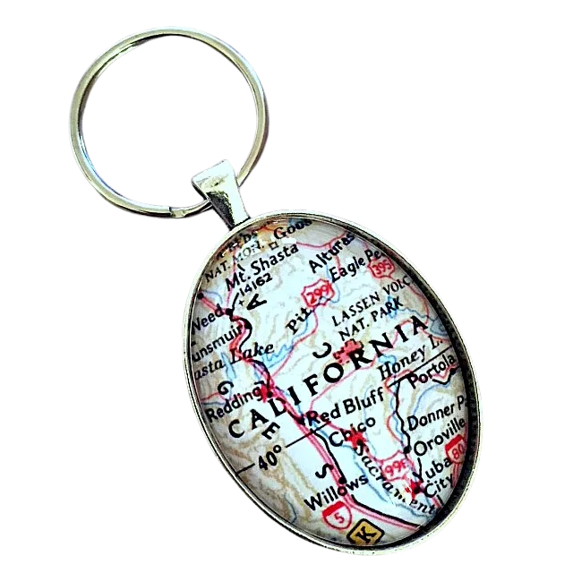 Oval Map Keychain