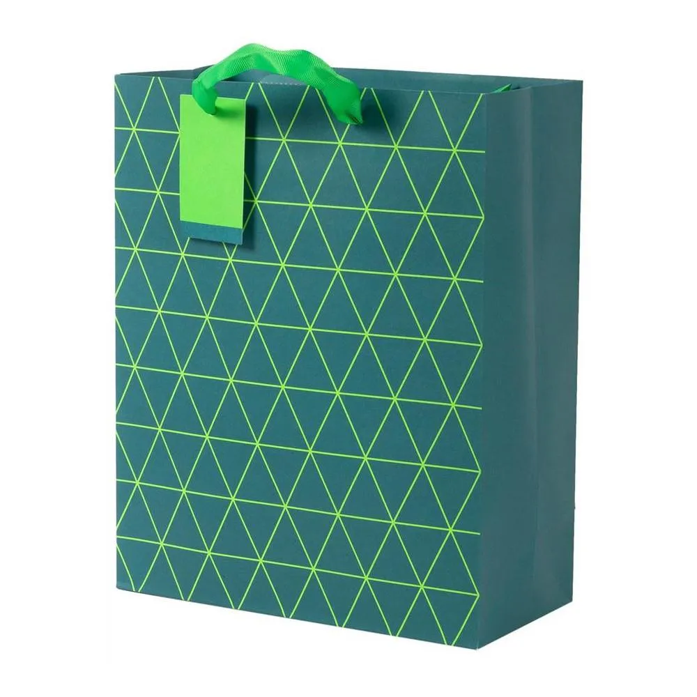 Paper Trendz Geometric Teal Gift Bag - Large