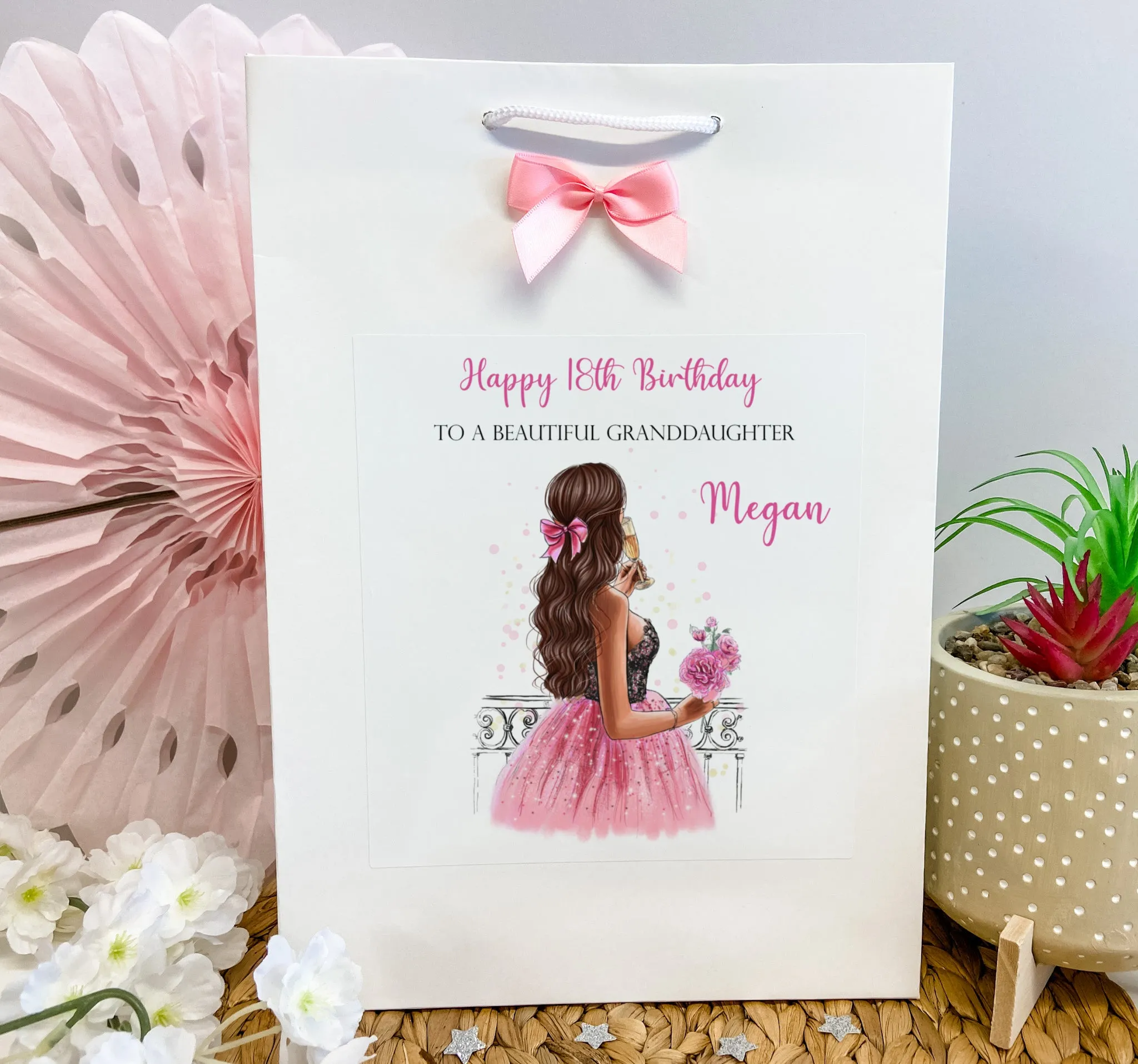 Personalised Birthday Gift Bag Girl Pink Dress