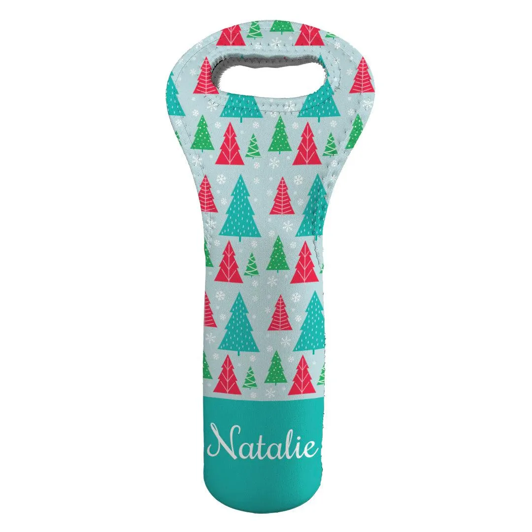 Personalized Christmas Trees Wine Gift Bag