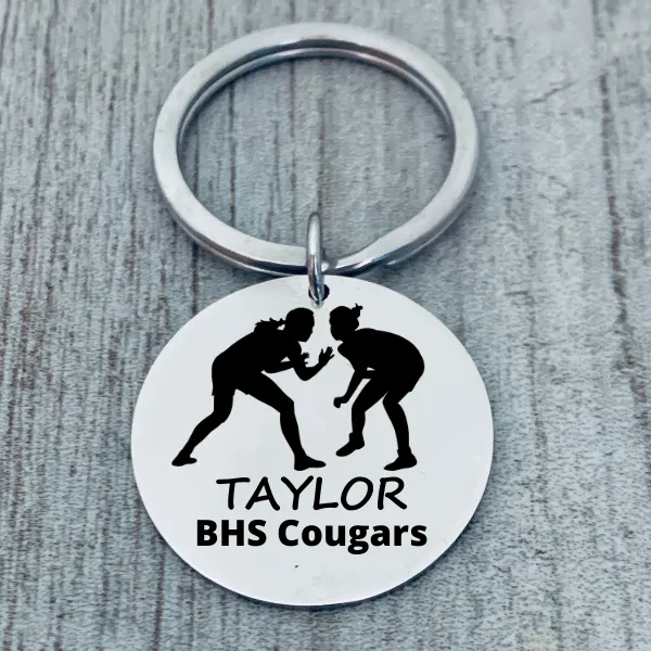 Personalized Engraved Female Wrestling Keychain