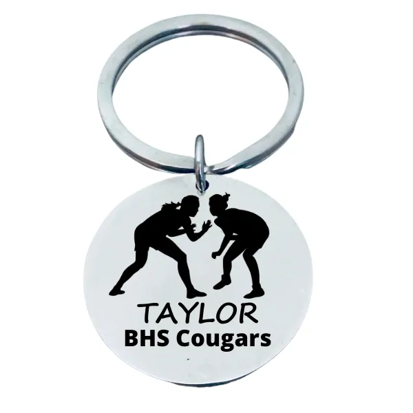 Personalized Engraved Female Wrestling Keychain