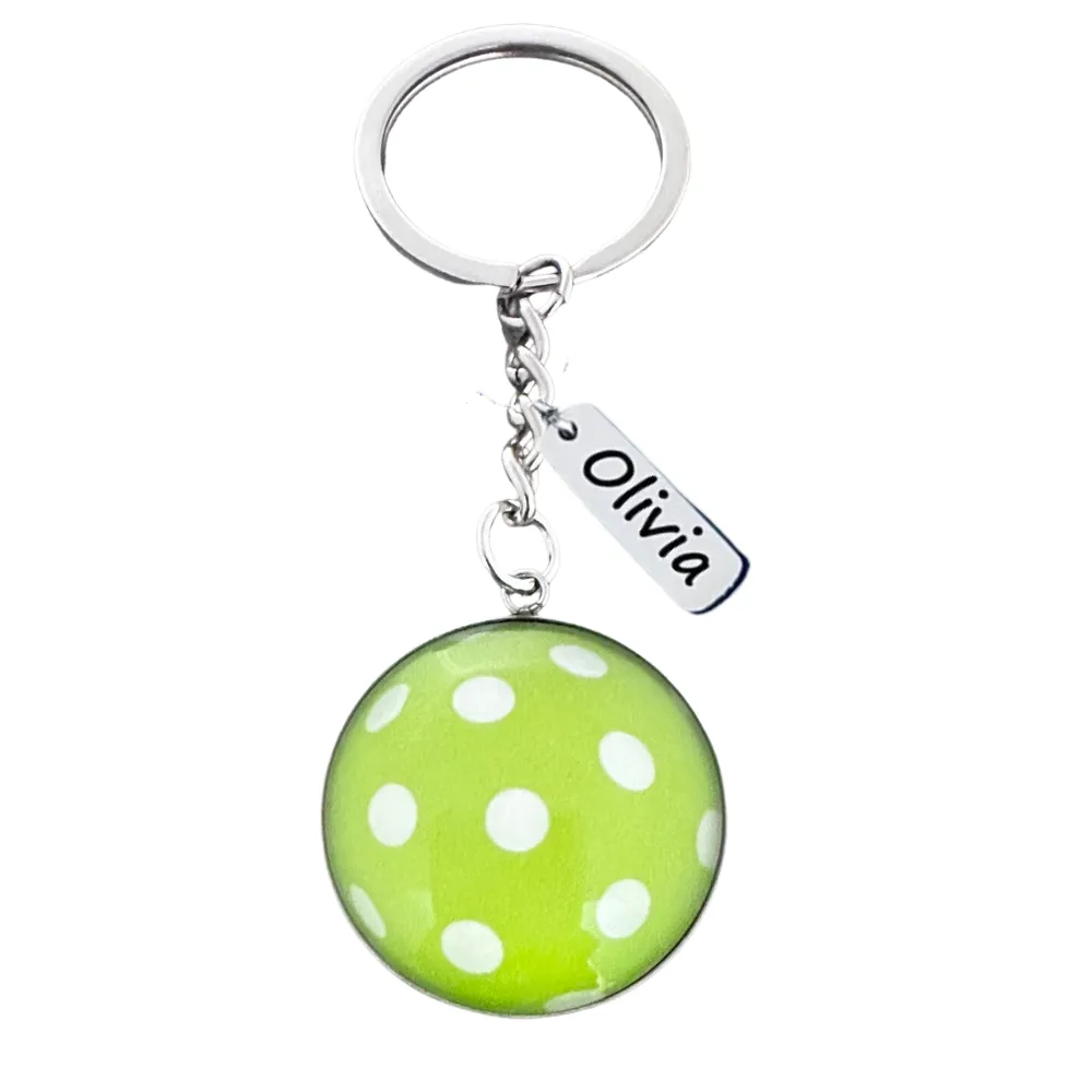 Personalized Green Pickleball Ball Keychain