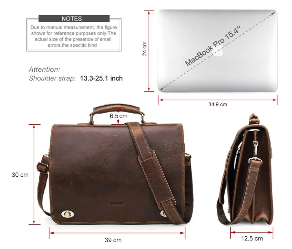 Personalized Leather Briefcase Bag for Men Shoulder Bag Laptop Bag Messenger Bag, Business Briefcase Bag, Birthday Gift for Him