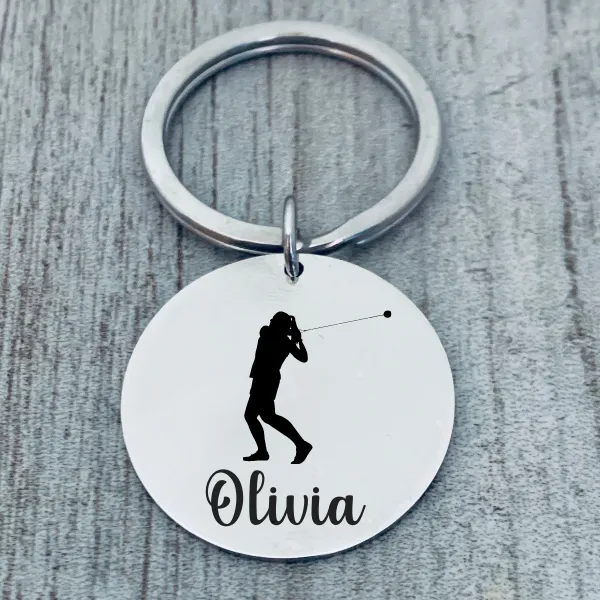 Personalized Track And Field Hammer Throw Keychain - Pick Style