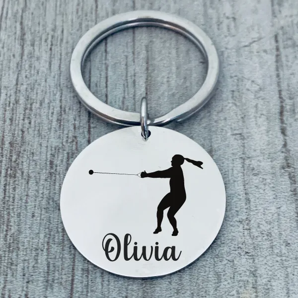 Personalized Track And Field Hammer Throw Keychain - Pick Style