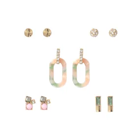 Pink and Mint Green Post Earring Set