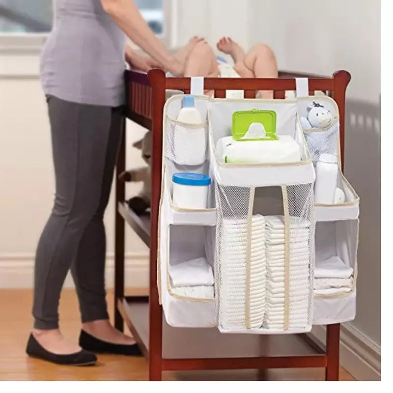 Portable Baby Bed Hanging Storage Bag, Diaper Stacker and Crib Organizer, Infant Crib Bedding Set Organizer, Baby Crib Storage Bag, Diaper Hanging Multifunctional Care Sorting Case