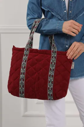 Quilted Polyester Knit Fabric Stylish Handbag with Beautiful Accessory for Women,CK-29