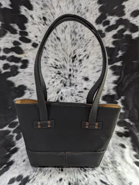 "Kristi" Women's Black Leather Tote with Tanned Liner Handbag