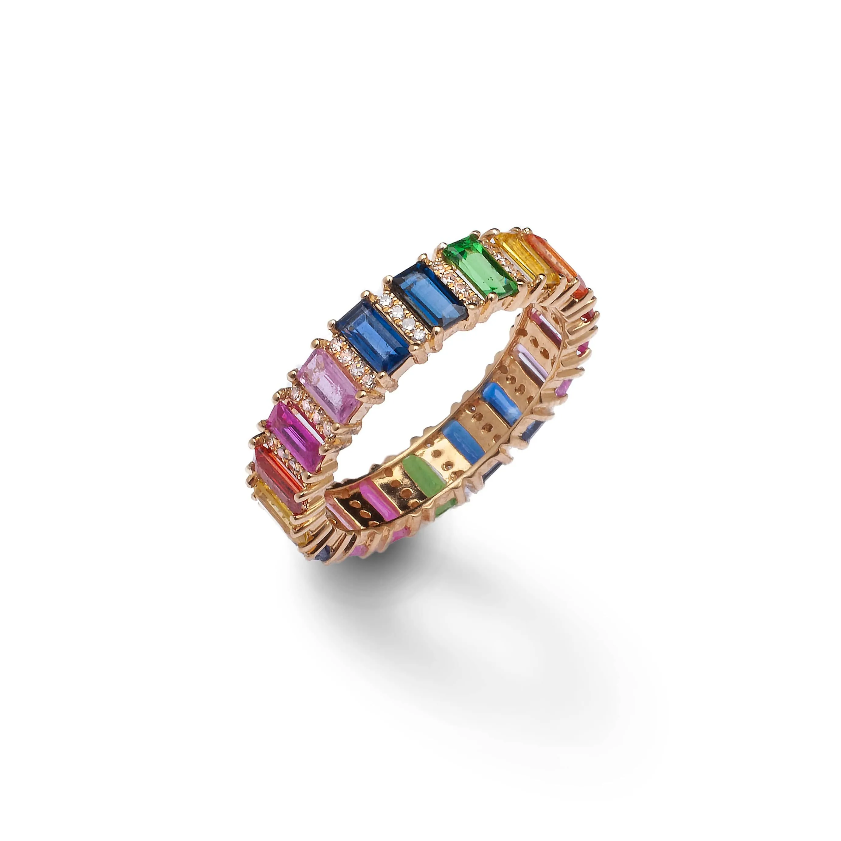 Rainbow Sapphire and Diamond Eternity Ring