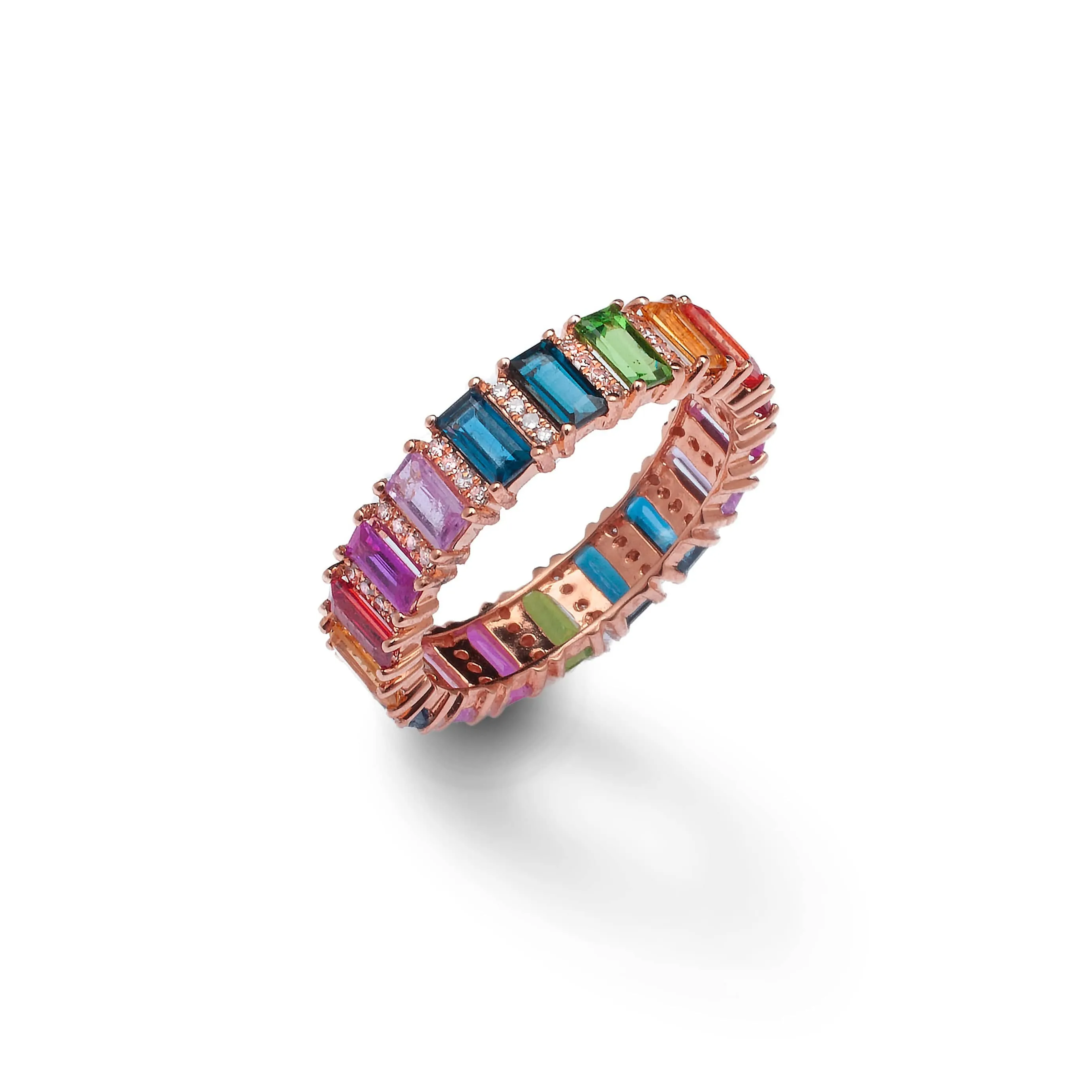 Rainbow Sapphire and Diamond Eternity Ring