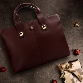 Ready to ship Luxury Corporate Gift |  Genuine Leather  Laptop Bag | Office Bag for Men | Color:  Cherry