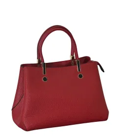 Red Leather Rote Bag with Gold Black Details