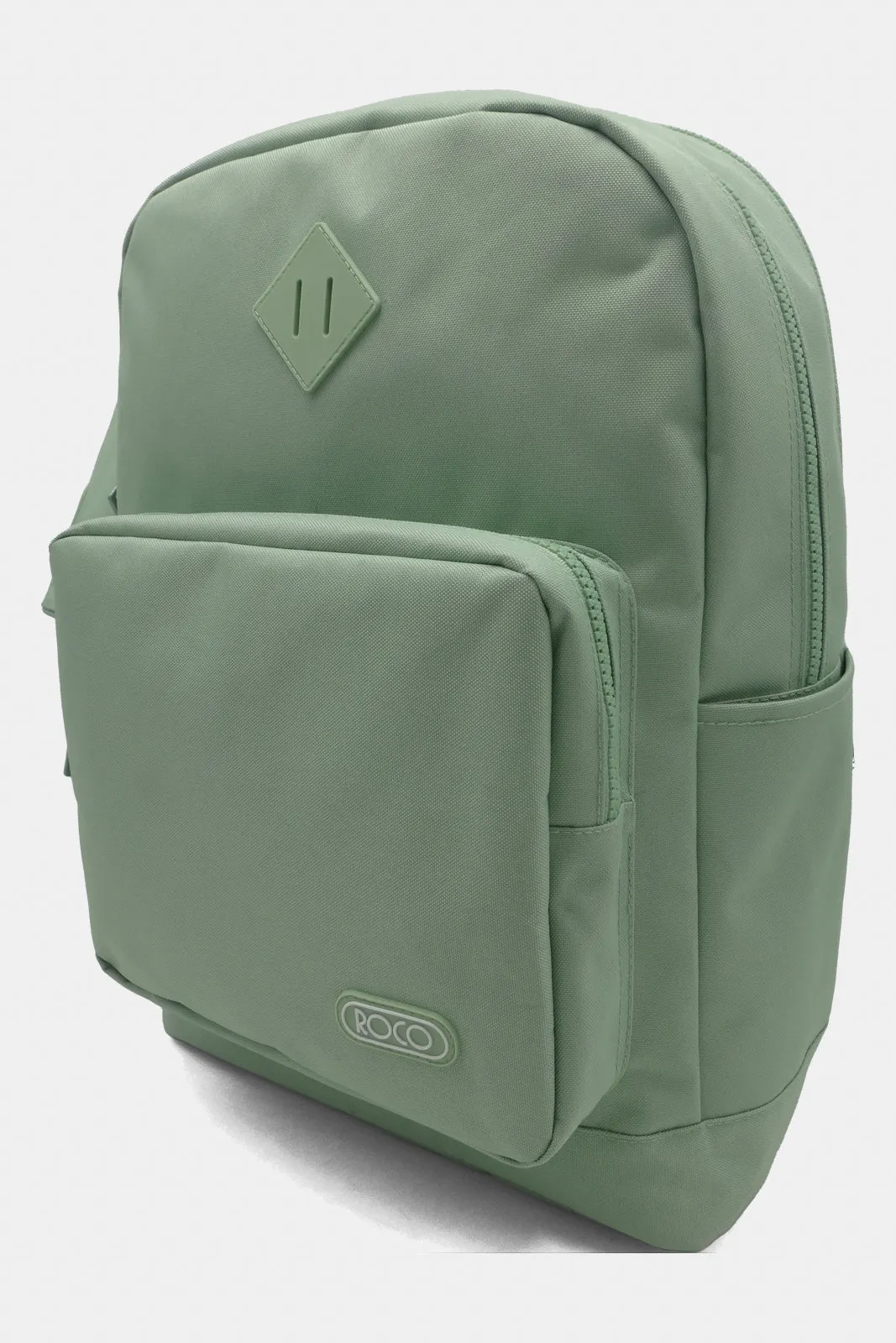 Roco Green Plain Backpack With Pencil Case (17 Inch)