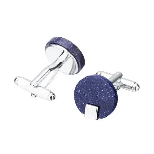 Round Blue Sandstone Cufflinks