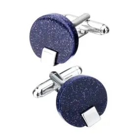 Round Blue Sandstone Cufflinks