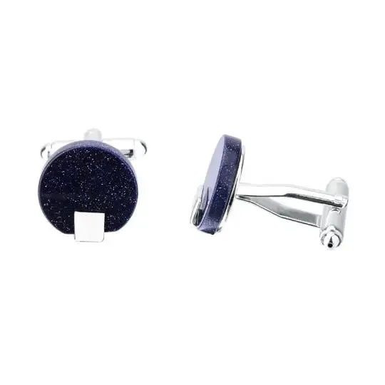 Round Blue Sandstone Cufflinks